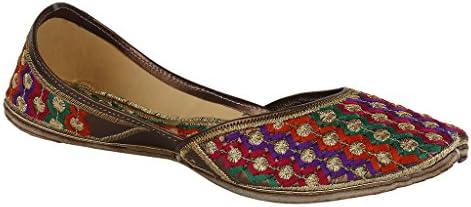 Saashiwear Women handcrafted Indian Ethnic Flat Shoes Mojari Jutti