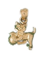 Dazzlers Solid 14 karats Gold Cat Kitten Charm Pendant available in three colors from jewelsberry (weights: 1.8 grams only)