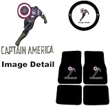 41ZSi5bgFKL. SL160  Captain America Marvel Comics Logo Front & Rear Seat Car Truck SUV Carpet Floor Mats w/ Steering Wheel Cover   5PC