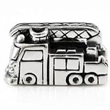 OHM .925 Sterling Silver Fire Truck Bead Fireman European Charm fits Cable Bracelet