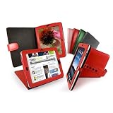 Tuff-Luv Bi-Axis (TM) Faux Leather case cover for Apple iPad & 3G / Wifi - Rouge / Red