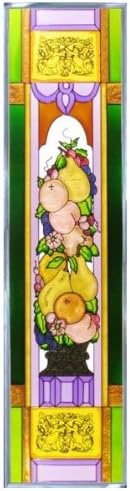 Fruit Basket Vertical Art Glass Panel Wall Hanging Suncatcher 42 x 10