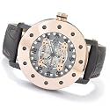 Adee Kaye #AK9667C-MRG Men's Skeletar 21-Piece Case Automatic Leather Strap Watch (Rose Gold Tone)