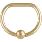 One 14K Gold D-Ring: 18g 5/16, 14K Gold Hollow Bead: 3mm (SOLD INDIVIDUALLY. ORDER TWO FOR A PAIR.)