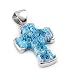 925 silver lt blue murano millefiori glass cross pendant