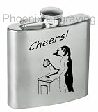 Personalised Engraved 6oz Hip Flask Gift, Meerkat Design, Free Message Engraving