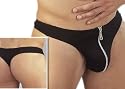Mens Black Thong Front Zip Underwear XL Waist 36