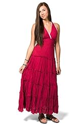 Cotton Shirred Tiered Lace Sleeveless Empire   Waistline Peasant Dress/Maxi Dress 