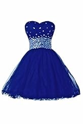 Lace-Up Beaded Tulle Cocktail Short Sweetheart Evening Dress/Homecoming Dress/Prom Dress/Wedding Party Dress 