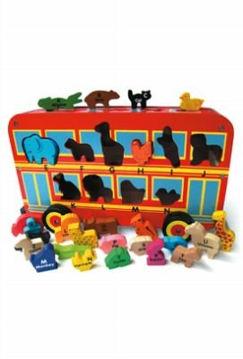 Childrens Toyshop  Toys : Wooden Shape Sorter A-Z Alphabet Bus Ages 3+ - Wooden Toy