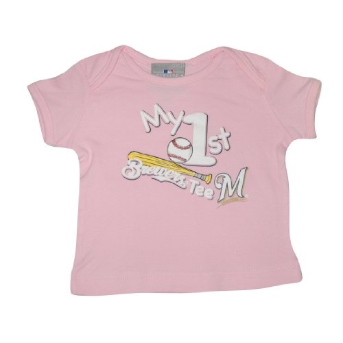 Infant / Baby MLB Milwaukee Brewers My First Tee T-Shirt - Pink (Size: 3/6)