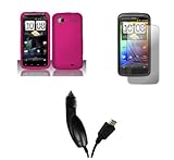HTC Sensation 4G (T-Mobile) Premium Combo Pack - Magenta Pink Rubberized Sh ....