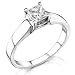 Jewelry : Solitaire 1/2ct Princess Cut Diamond Engagement Ring in White Gold