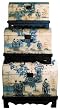 Handpainted trunks with chinoiserie design - set of three (3)