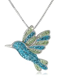Carnevale Sterling Silver Mix Humming Bird with Swarovski Elements Pendant Necklace, 18"