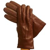 Men's Italian Leather Gloves with Outside Stitching. Lined in Cashmere. By Solo Classe