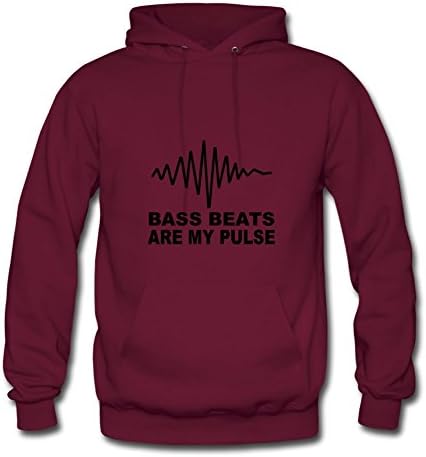 Women Informal Unique Pedrooy Small Personalized Bass Beats Are My Pulse Of My Life Burgundy Hoodies
