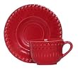 Majolica Ceramic Rouge Pottery Cup and Saucer Red 6oz