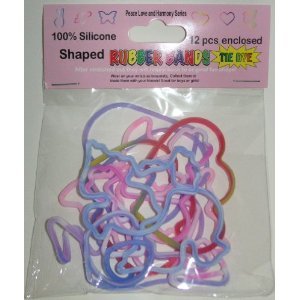 12/Pk Tie Dye Peace Love n Harmony Shaped Rubber Bands
