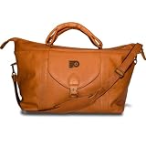 NHL Philadelphia Flyers Tan Leather Top Zip Travel Bag
