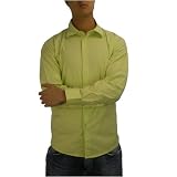 Mens Kenneth Cole New York florescent green button up long sleeve dress shirt. 100% authentic designer shirt with a classic fit and impeccable style. Featuring pocket-less chest, double button cuffs. Great brand name top with high quality light weight cotton which is great for both formal and casual occasions.