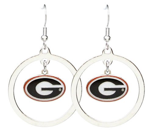 Georgia Bulldogs - NCAA Floating Logo Hoop Earrings