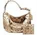 AUTHENTIC COACH SATEEN SIGNATURE HOBO & FRENCH PURSE WALLET COMBO SET (Khaki/Antique Gold)