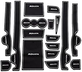 Amonster Non-Slip 17 PC Soft Silicone Cup Holder Coasters Bench Seat/Center Consoles Mats Glove Box Dash Covers Door Compartment Mats Fit For Hyundai Sonata