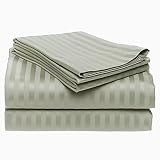 600 Thread Count Sateen Stripe Egyptian Cotton Pillow Case King Size (Beige)
