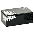 Dahlia Printed Glass Jewelry Box - Black (8x5x3.25")