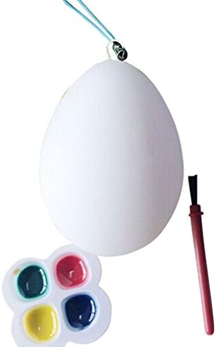 Happy Spring DIY Hand-painted Plastic Easter Egg without Printed Pattern, Independent Packing(1 Egg + 1 Paintbrush + 1 Paperboard + 1 Four-color Solid Pigment), Color Randomly
