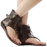 Hervey Laced Up Thong Sandal DARK BROWN