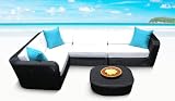 5pc Outdoor All Weather Resin Wicker Sofa Sectional Set Patio Furniture