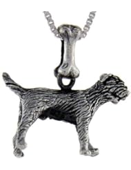 Sterling Silver Border Terrier Dog Pendant
