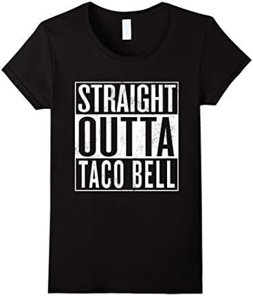 Women's STRAIGHT OUTTA TACO BELL T-shirt / Vintage Look Large Black