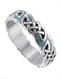 Sterling Silver Turqouise Inlay Celtic Southwestern 6mm Band Ring Size 5, 6, 7, 8, 9, 10, 11, 12, 13