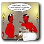 Rich Diesslins Religion Heaven Hell Cartoons - Satan and Heavenly Hash - Mouse Pads