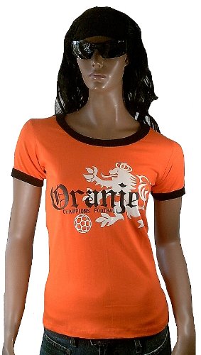 Ticila Damen T-Shirt Miss Oranje Holland Dutch Niederlande Netherlands Champion Football Fussball WM EM Designer Fan Tee Trikot Orange XXL 42