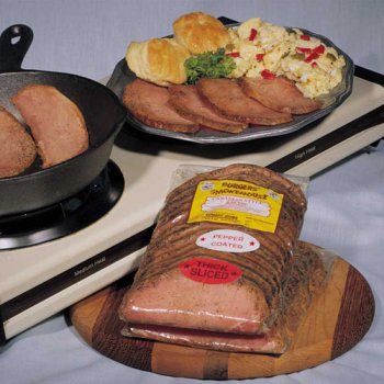 Pepper Coated Canadian Bacon by Burgers