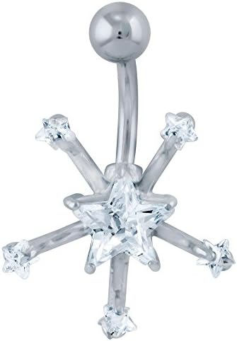 Snowflake Star Cubic Zirconia Belly Ring