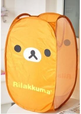 OPCC Rilakkuma Pop-open Hamper Cute San-X Rilakkuma Relax Bear brown Foldable Laundry Basket / Storage / Bag Foldable Laundry Toys Basket Tidy Clothes Socks Storage by OPCC
