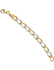 Leslies 14K w/ Rhodium Diamond-cut Bracelet Length 7"