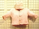 Ck82, Baby Pink Chenille Girls Cardigan, Hat Set/trimmed with Satin Carnations