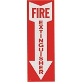 Sign - "Fire Extinguisher" w/ Arrow - Self Adhesive Vinyl - 4"x12"