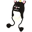 Winter Knit Animal Trooper Trapper Fleece Ski Hat Cute Mouse Black