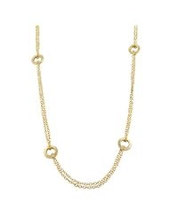 14 Karat Yellow Gold Diamond-cut Ring Station Necklace (24 Inch)