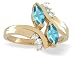 14K Yellow Gold Genuine Marquise Blue Topaz and Diamond Bypass Ring