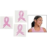 Breast Cancer Awareness Body Tattoo Stickers (12 Pack) 1 1/2". Paper. Ribbon