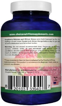 Pure Raspberry Ketone Plus African Mango Natural Weight Loss, Fat Burning Supplement and Appetite Suppressant, 500 mg, 30 Day Supply,  Satisfaction Guarantee