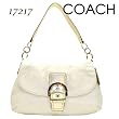 Authentic Coach Soho Pleated Leather Buckle Flap Bag 17217 White/Gold